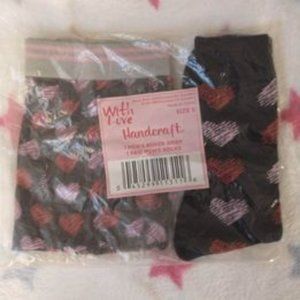 With Love Handcrafted mens socks Boxer briefs set size Small red pink hearts